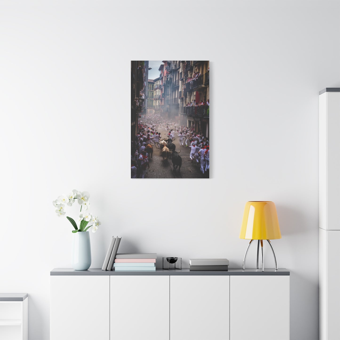 Pamplona Festival Bull Run Wall Art & Canvas Print