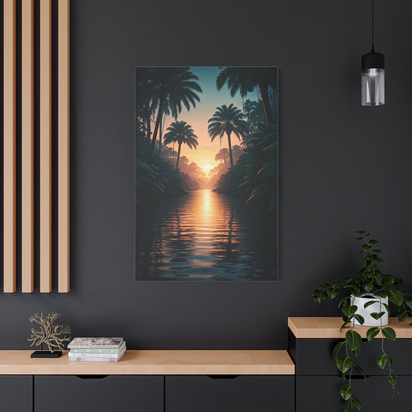 Tropical River Sunset Escape Wall Art & Canvas Prints