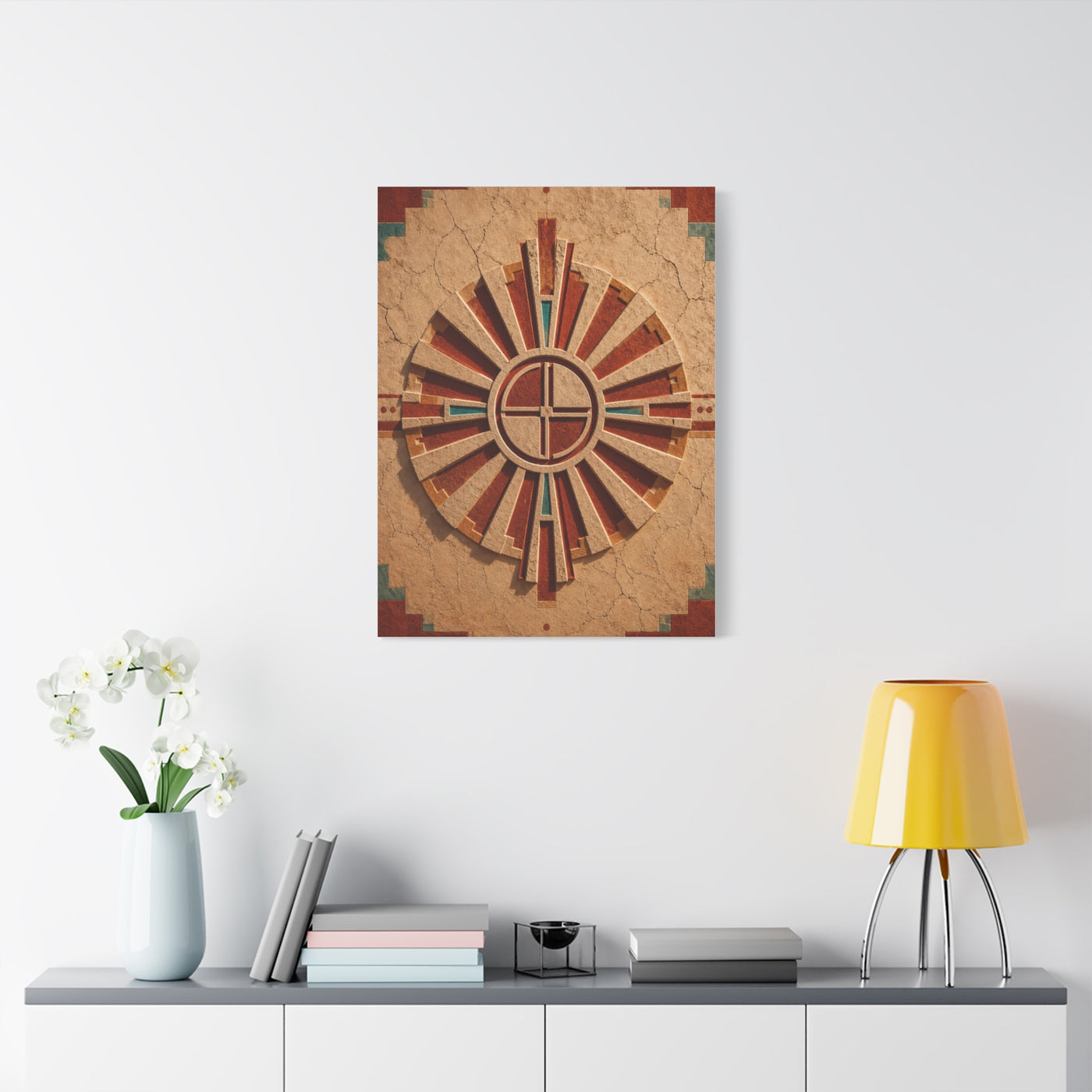 Sacred Sunburst Geometry Southwest Wall Art & Canvas Print