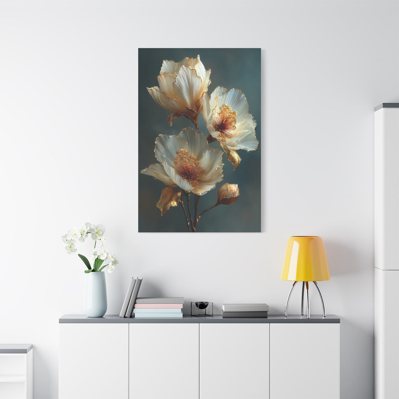Gold-Edged Floral Elegance Wall Art & Canvas Print