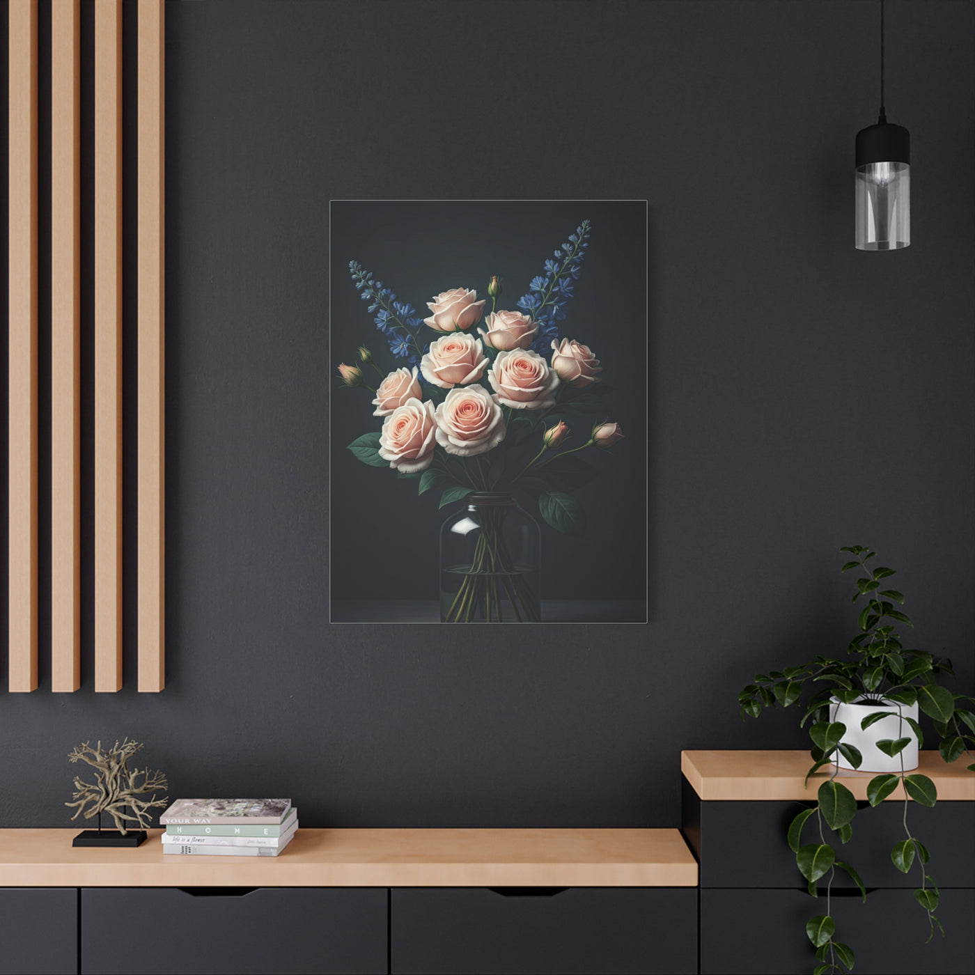 Blush Rose Bouquet in Glass Vase Wall Art & Canvas Prints