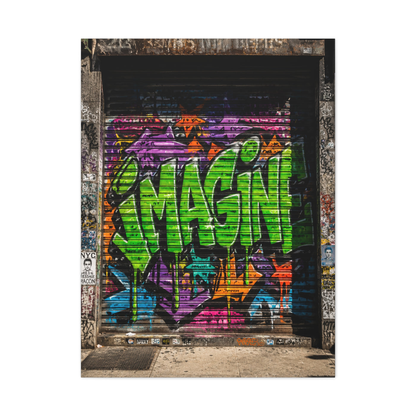 Imagine Graffiti Alley Door Street Wall Art & Canvas Print