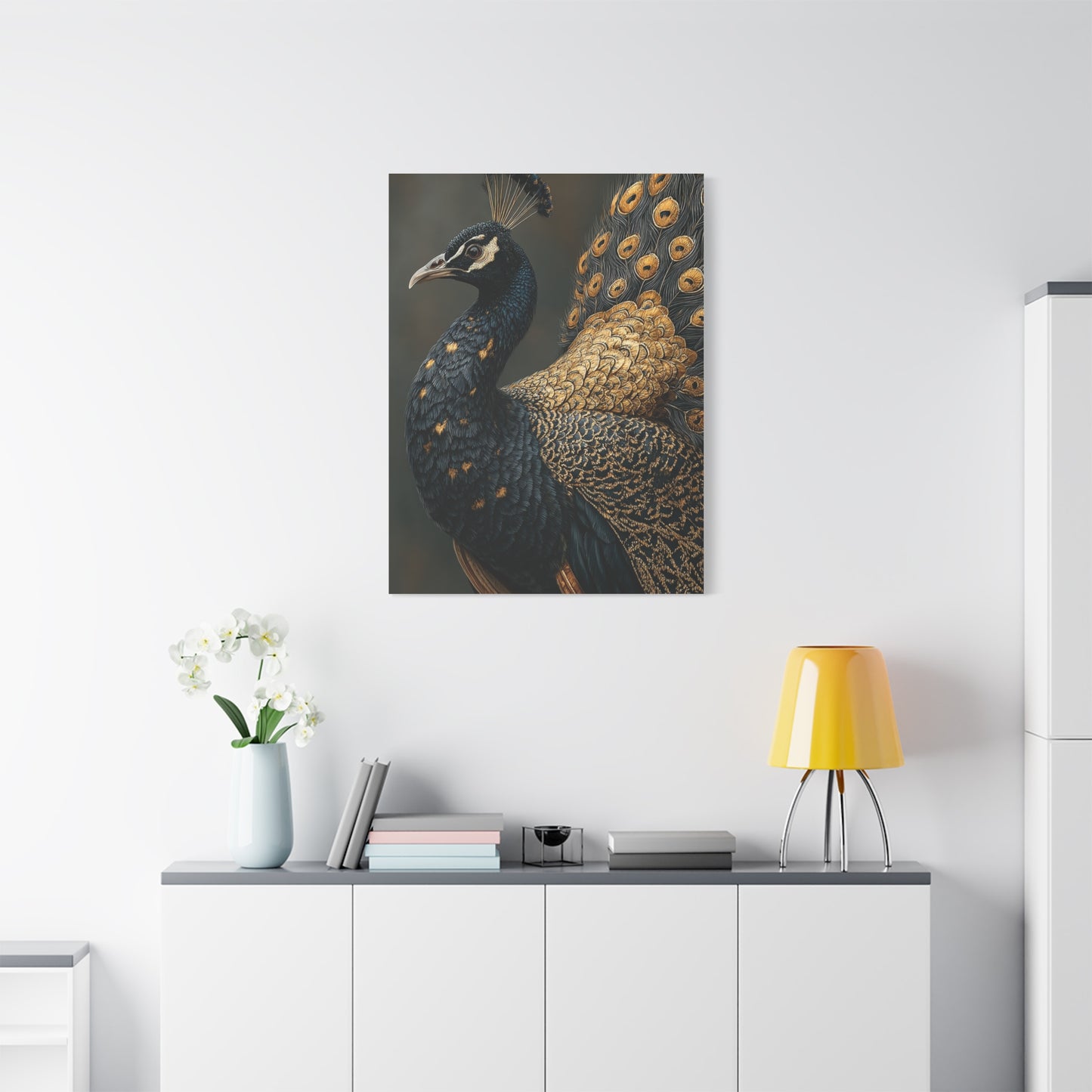 Black and Gold Peacock Elegance Wall Art & Canvas Print