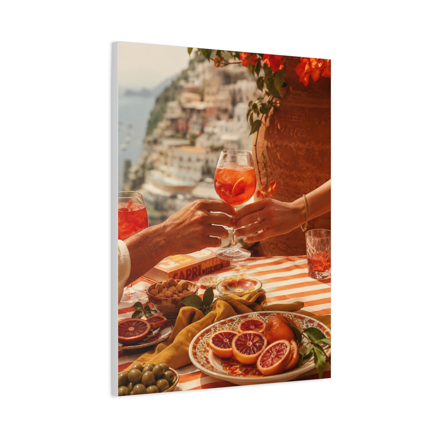 Mediterranean Aperitivo Romance Scene Wall Art & Canvas Print