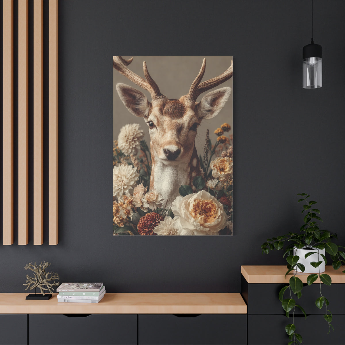 Botanical Deer Portrait Wall Art & Canvas Print