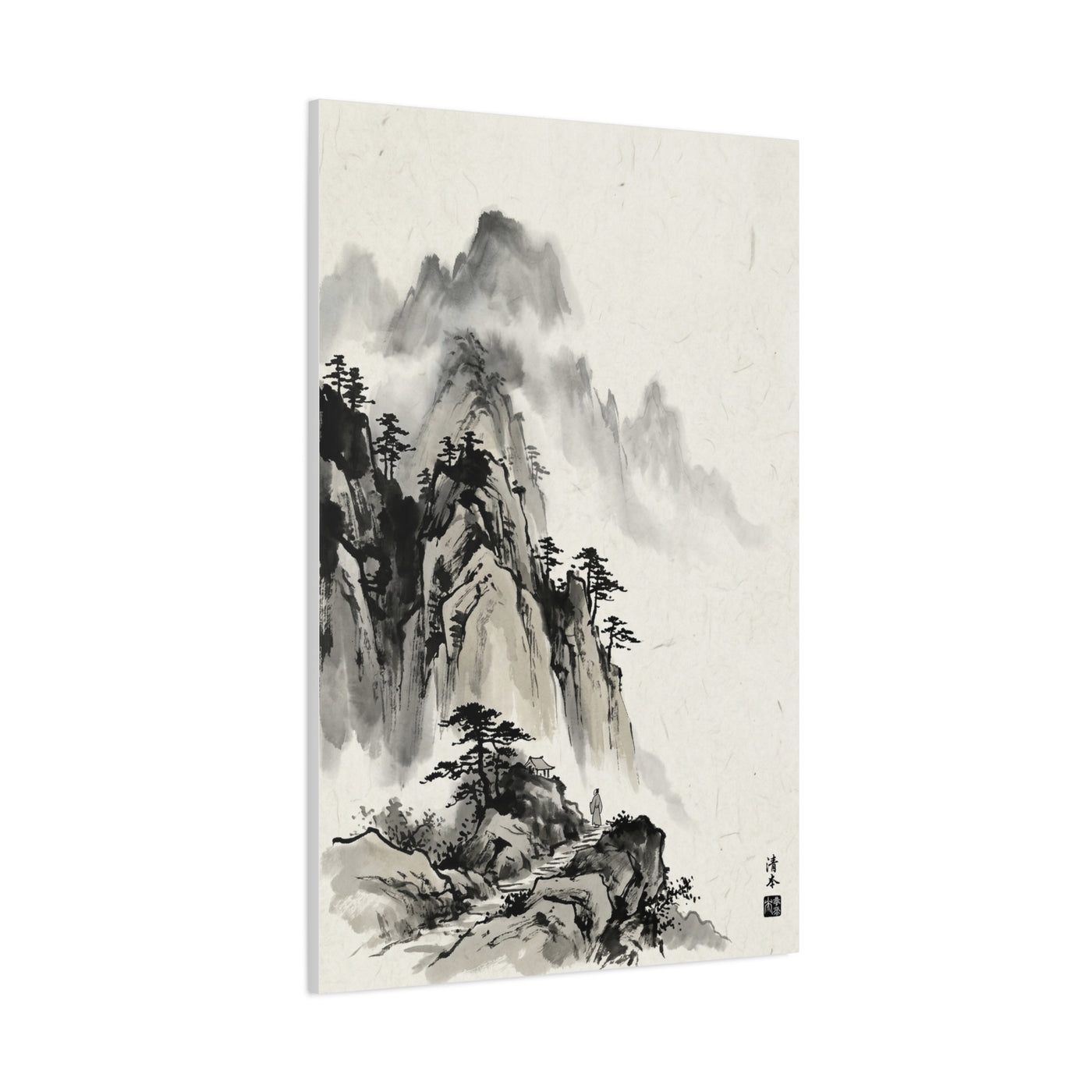Japanese Sumi-e Mountain Path Wall Art & Canvas Print