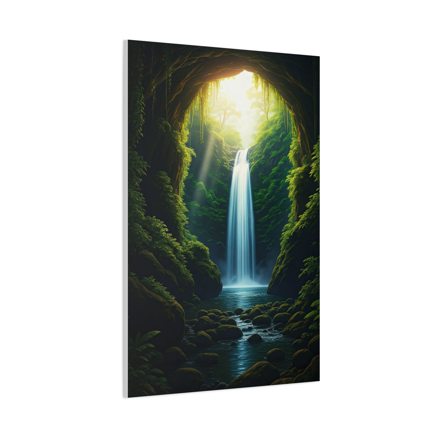 Sunlit Waterfall Sanctuary Wall Art & Canvas Prints