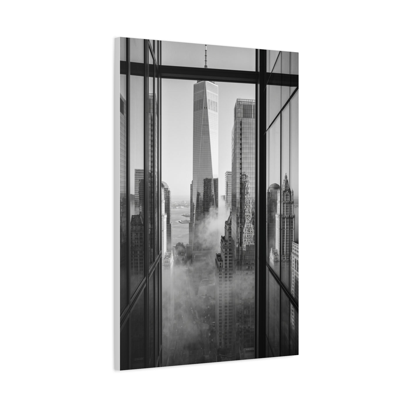 Executive Skyline Through Glass Wall Art & Canvas Print
