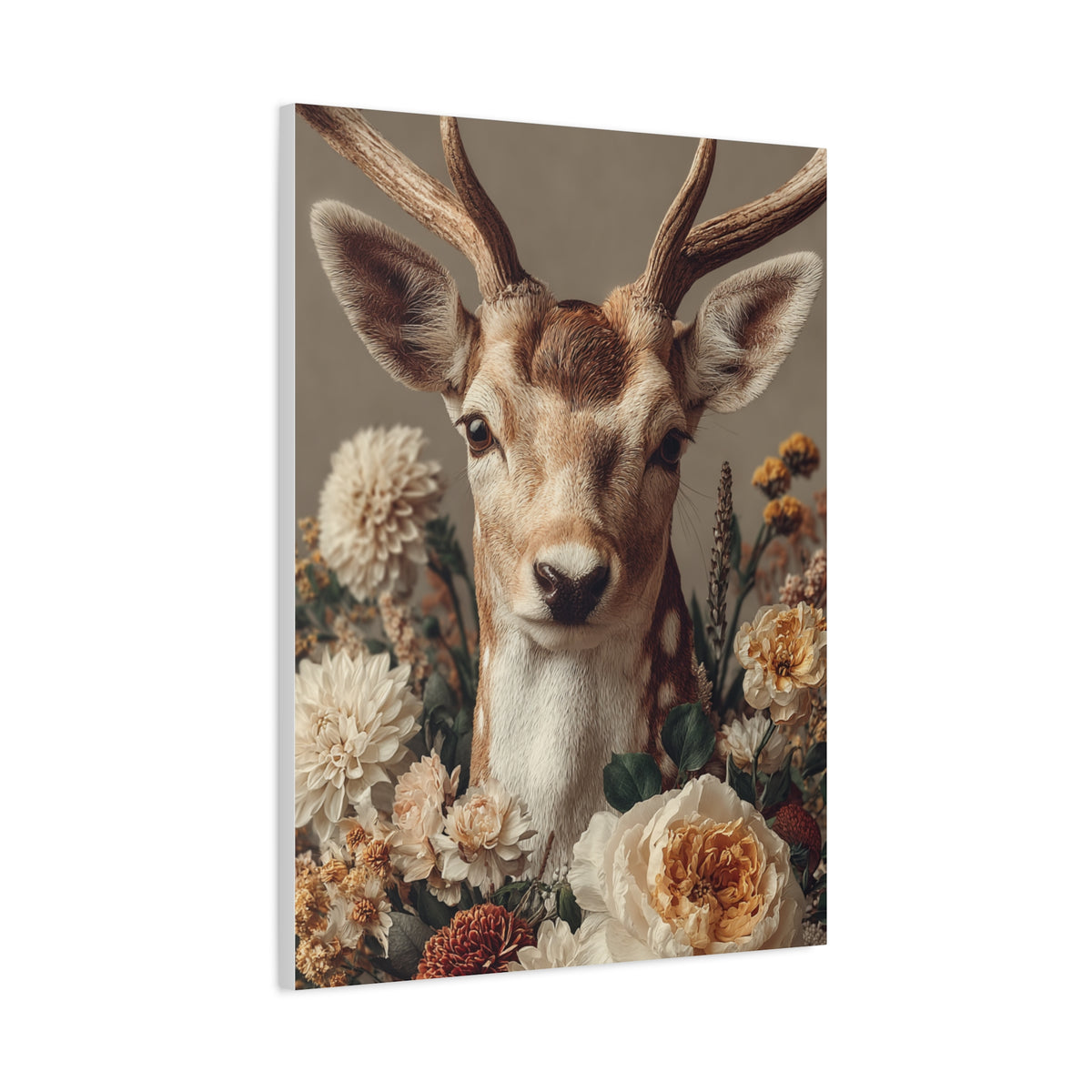 Botanical Deer Portrait Wall Art & Canvas Print