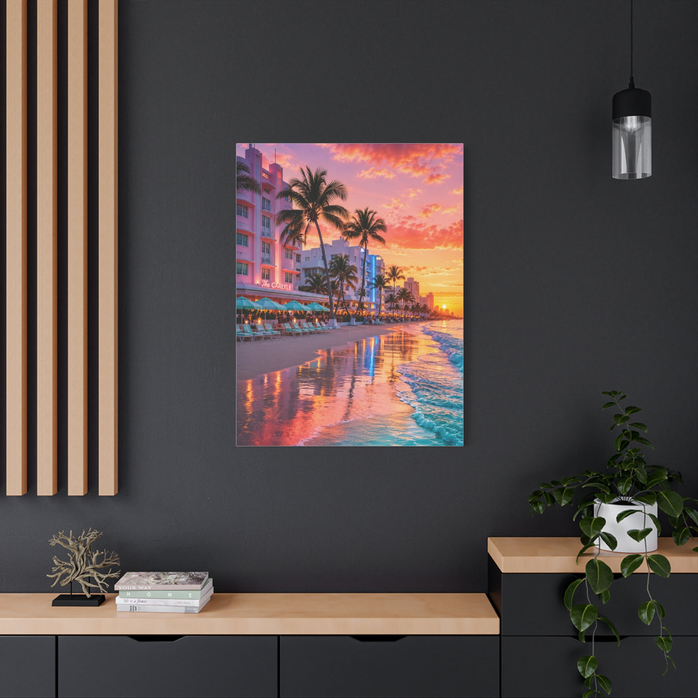 Miami Beach Art Deco Sunset Wall Art & Canvas Print