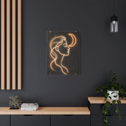 Neon Crescent Muse Line Art Wall Art & Canvas Print