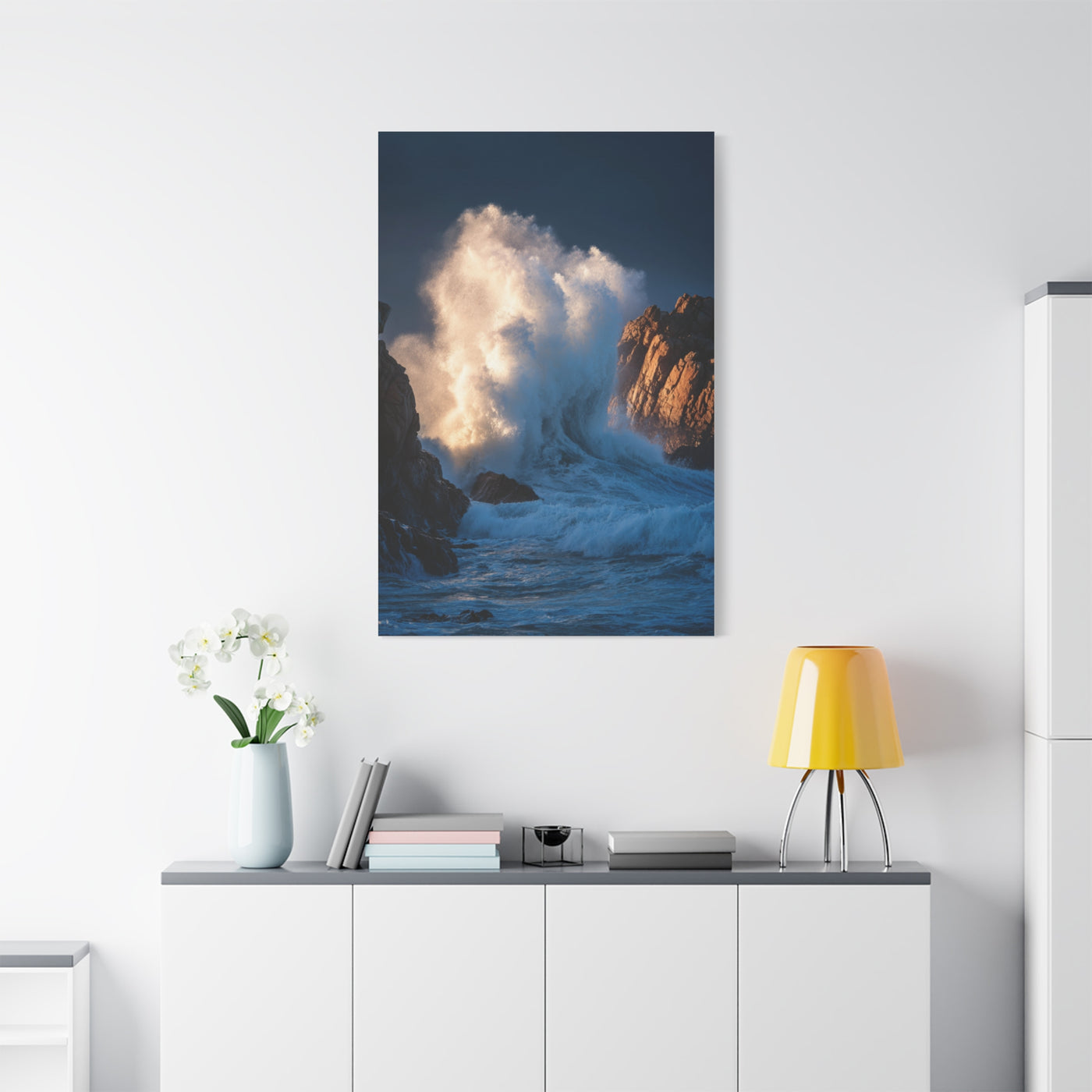 Storm Waves Crashing Against Coastal Rocks Wall Art & Canvas Print