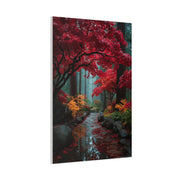 Crimson Maple Forest Path Wall Art & Canvas Print
