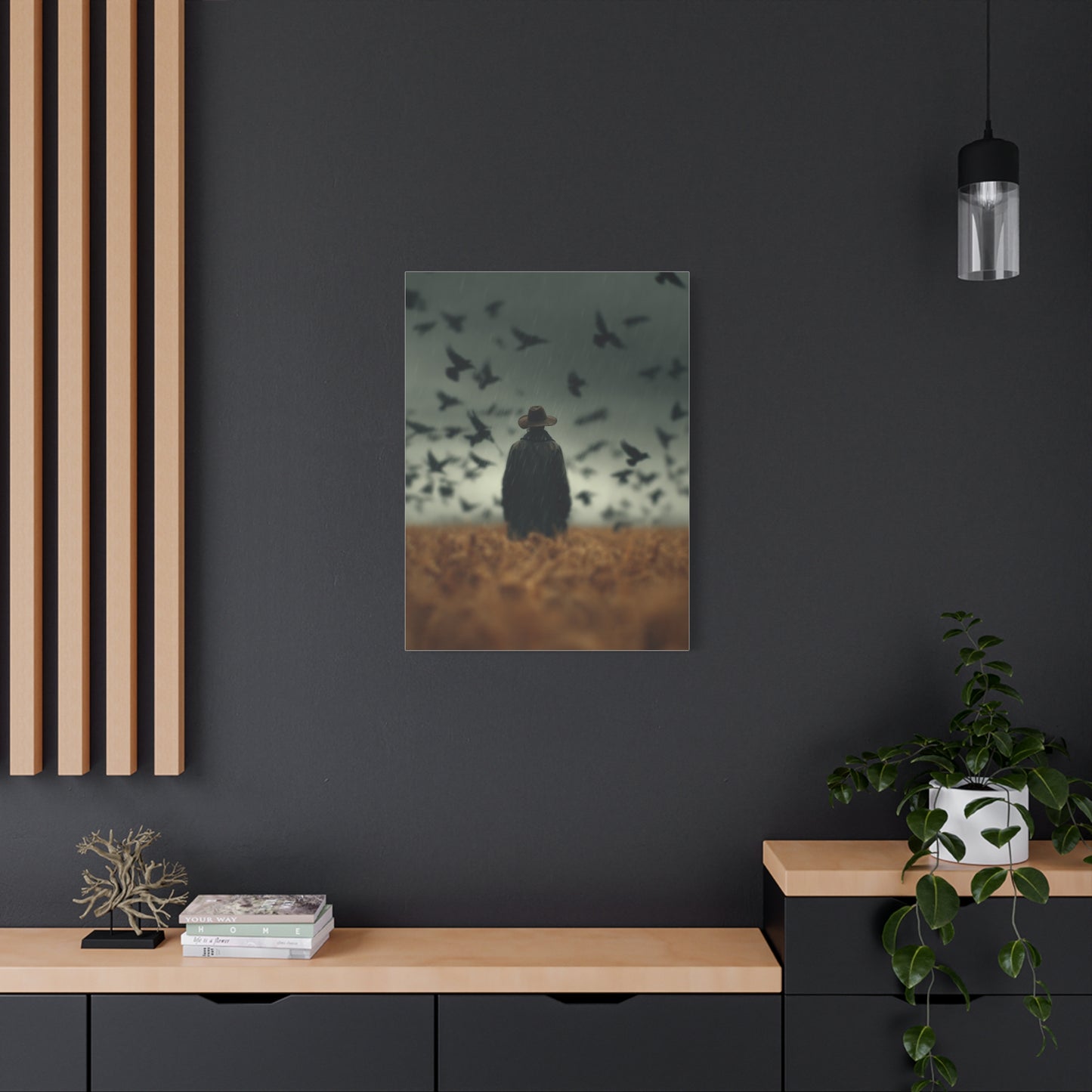 Scarecrow and Crows Autumn Field Wall Art & Canvas Print