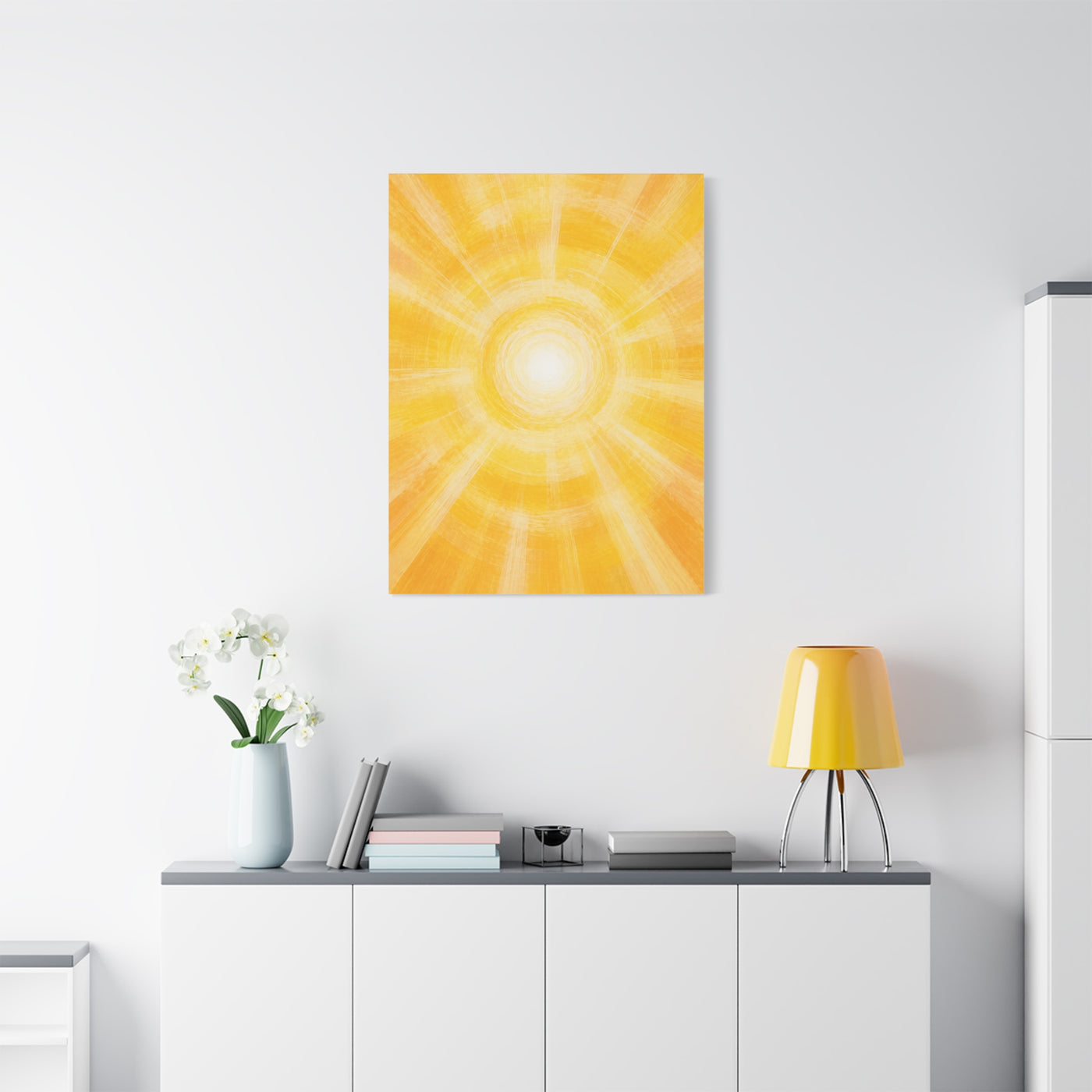 Radiant Golden Sunburst Abstract Wall Art & Canvas Print