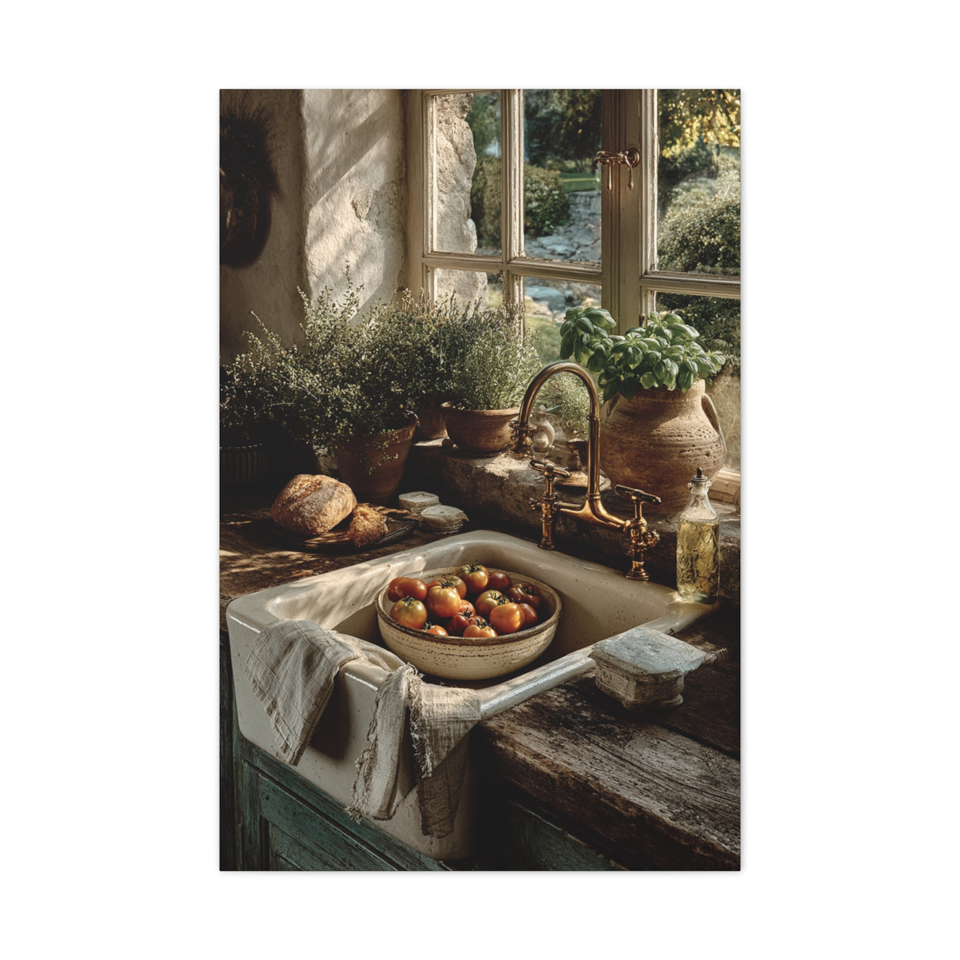 Farmhouse Sink Tomato Kitchen Scene Wall Art & Canvas Print