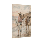 Surf Cowgirl Beach Horizon Scene Wall Art & Canvas Print
