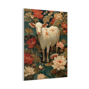Pichwai White Cow Lotus Garden Wall Art & Canvas Print