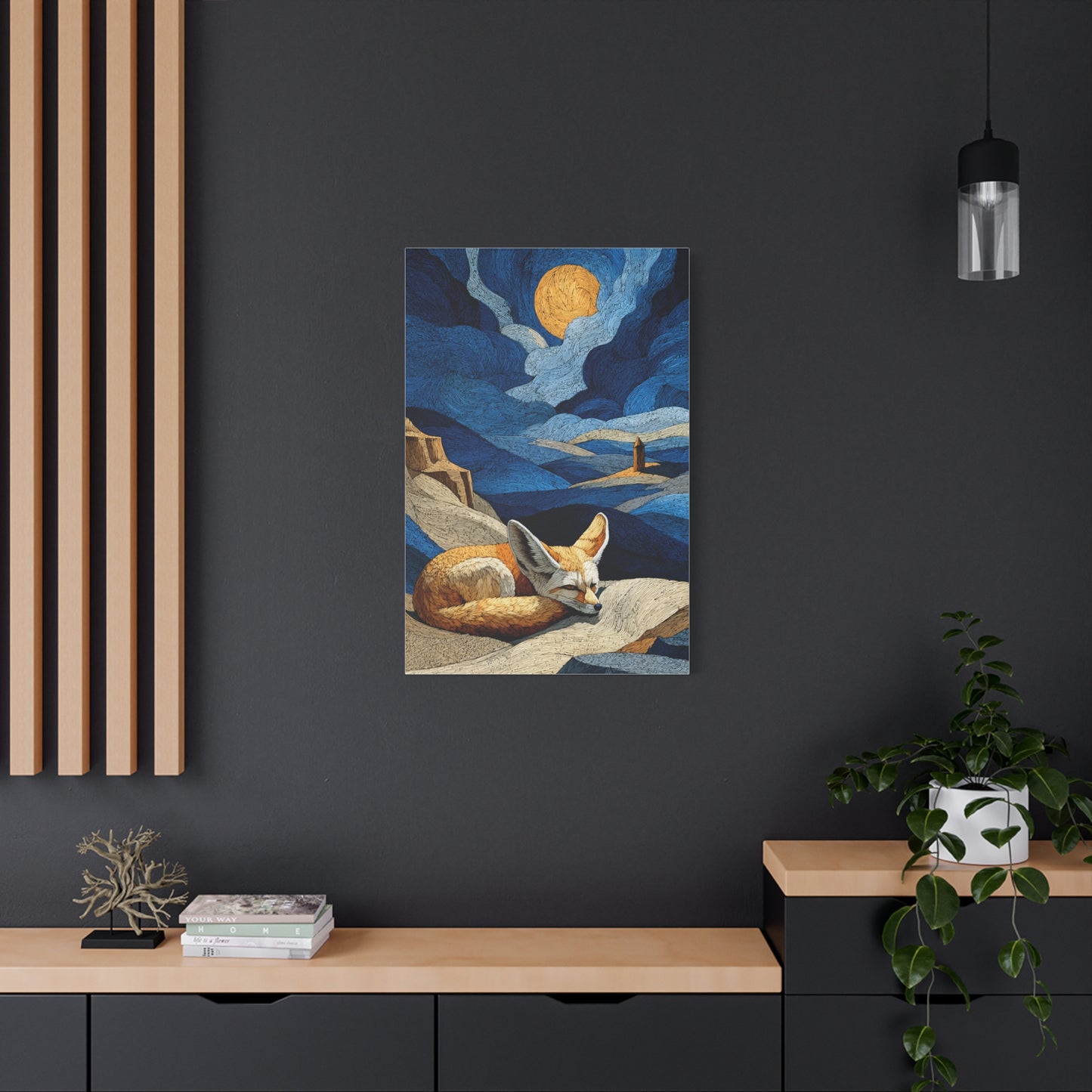 Sleeping Fox Moonlit Landscape Wall Art & Canvas Print