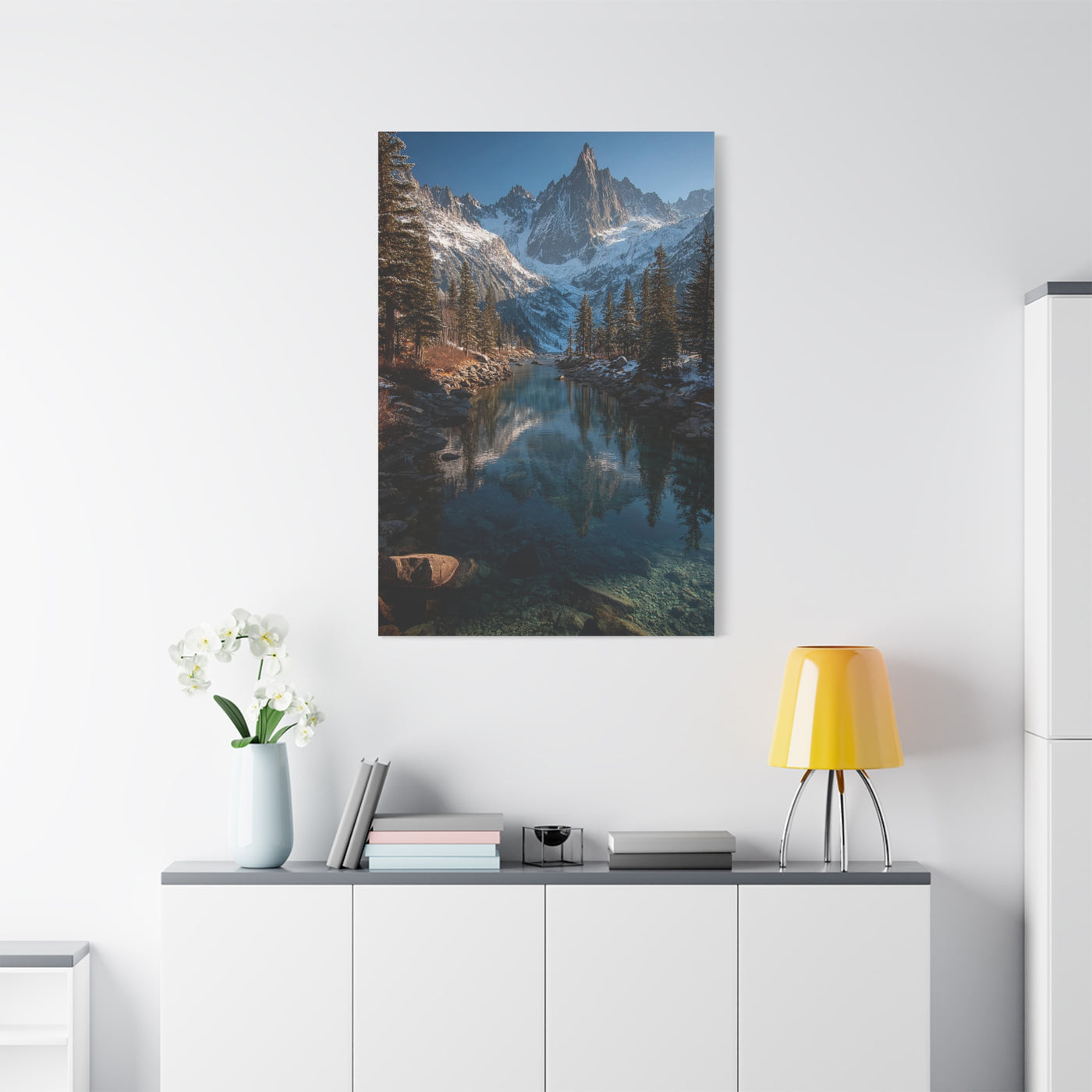 Serene Alpine Lake Reflection Wall Art & Canvas Print