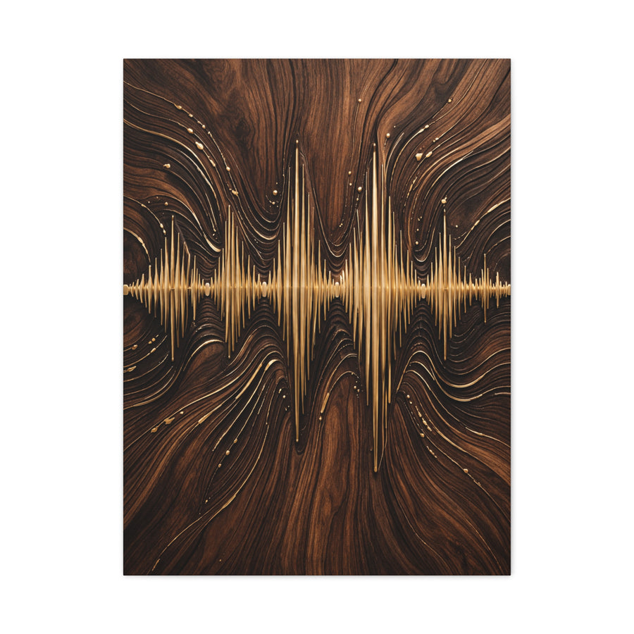 Golden Acoustic Wave Wood Composition Wall Art & Canvas Print