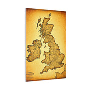 World Map on Aged Scroll Background Wall Art & Canvas Prints .