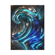 Glass & Steel Ocean Wave Architectural Sculpture Wall Art & Canvas Print