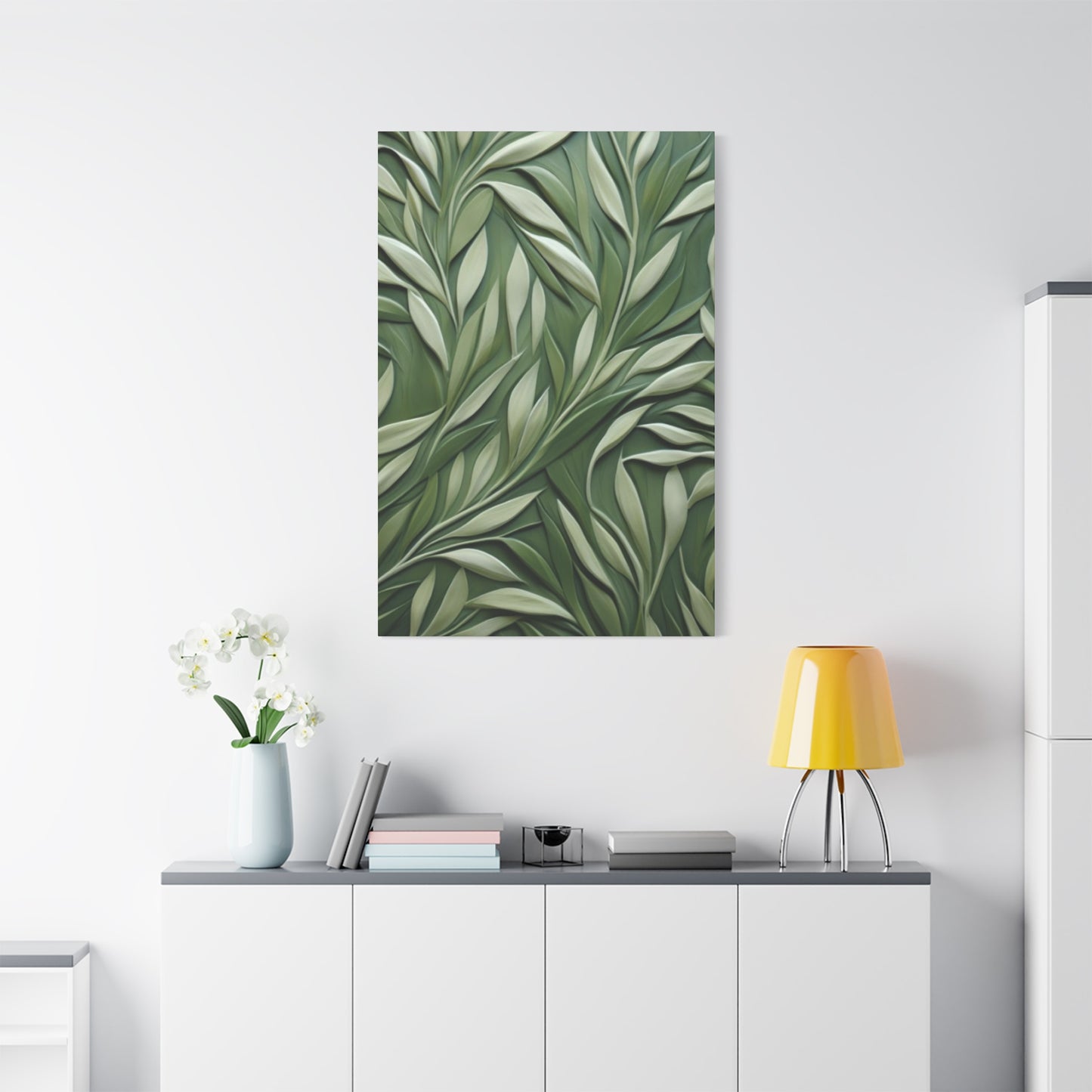 Olive Green Texture Leaves Prints Wall Art & Canvas Prints