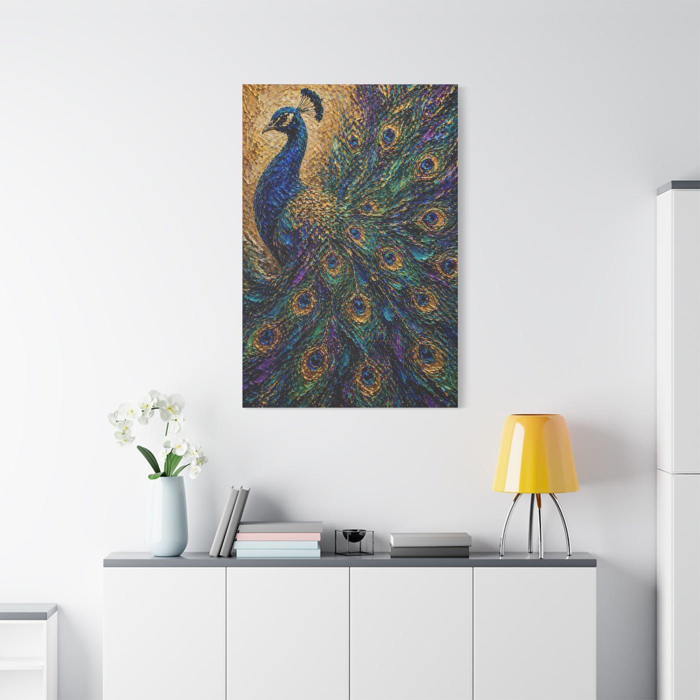 Impasto Jewel Peacock Expressionist Wall Art & Canvas Print