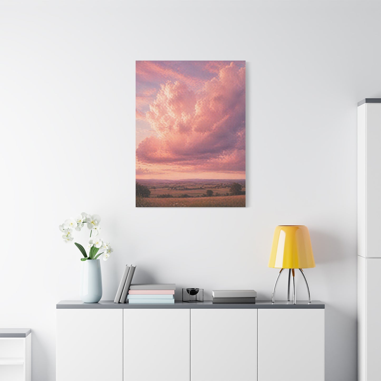 Pink Cloudscape Horizon Landscape Wall Art & Canvas Print