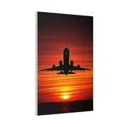 Sunset Departure Jet Silhouette Wall Art & Canvas Prints
