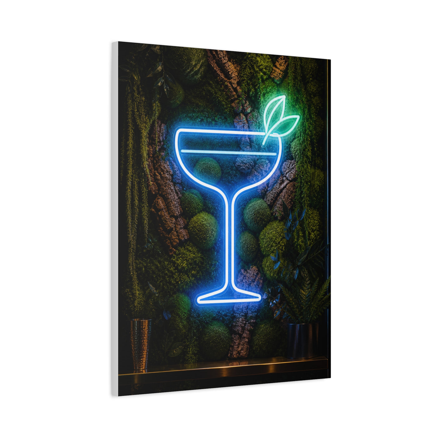 Moss Neon Cocktail Sculpture Wall Art & Canvas Print