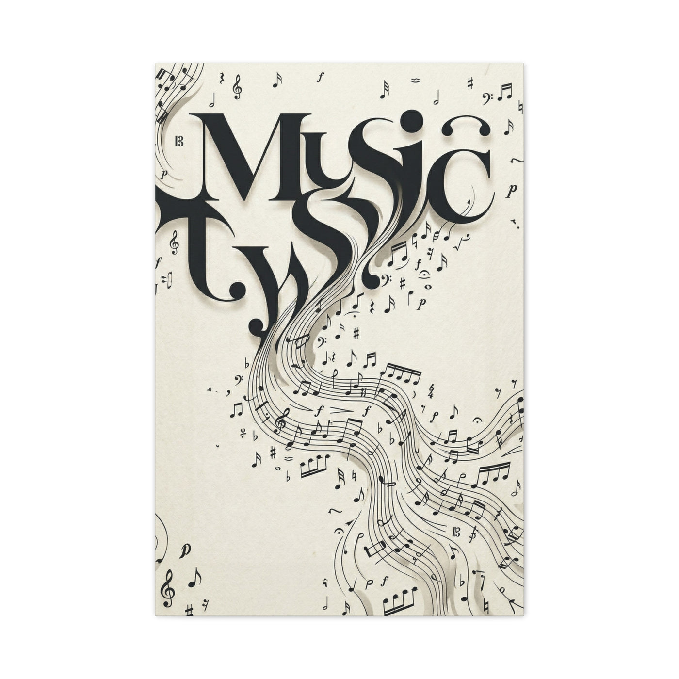 Flowing Typography Music Composition Wall Art & Canvas Print
