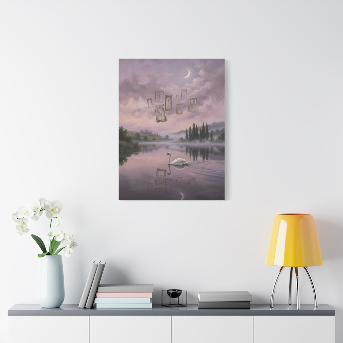 Surreal Swan Dreamscape Reflection Wall Art & Canvas Print
