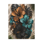 Metal Hibiscus Botanical Sculpture Tropical Wall Art & Canvas Print