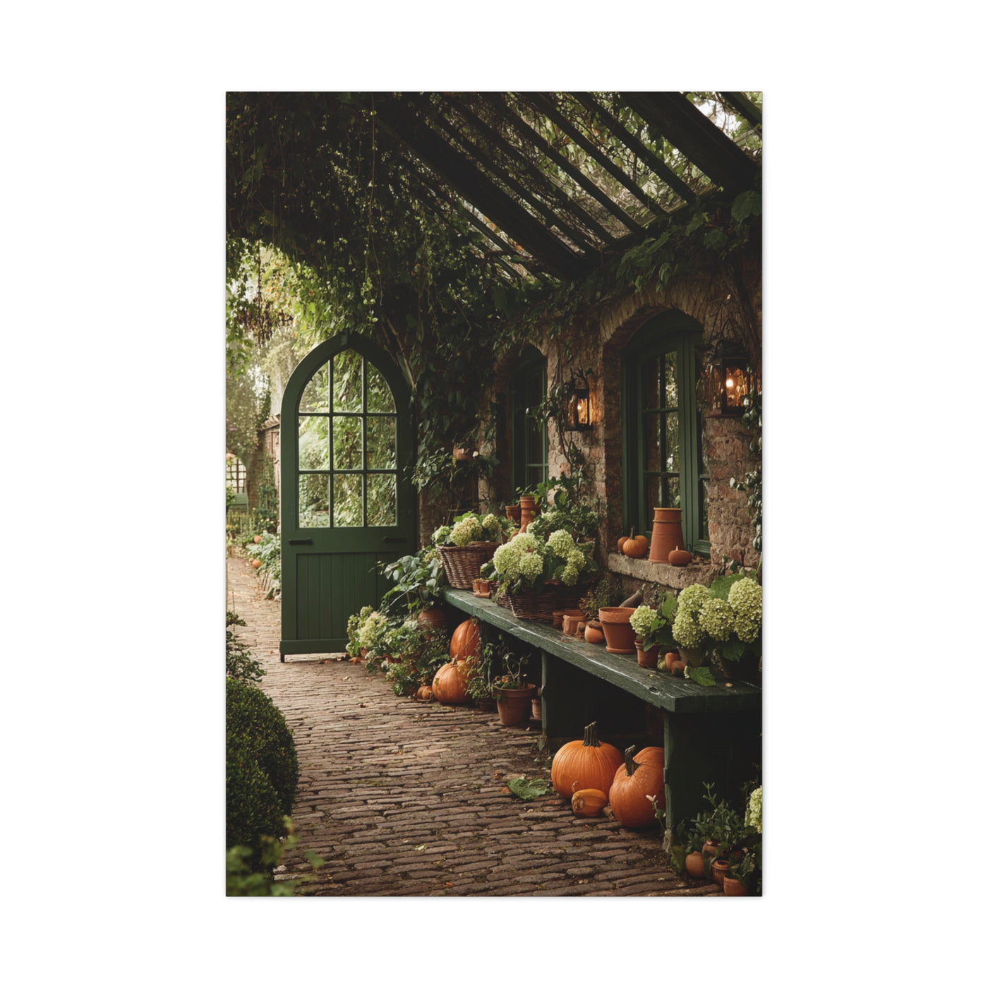 Autumn Greenhouse Harvest Scene Wall Art & Canvas Print