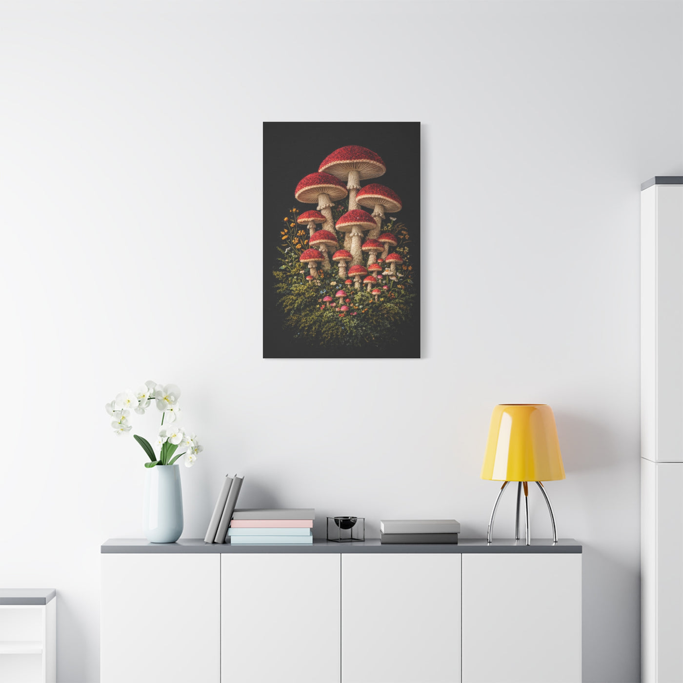 Mushroom Embroidered & Tufted Textile Art Wall Art & Canvas Print