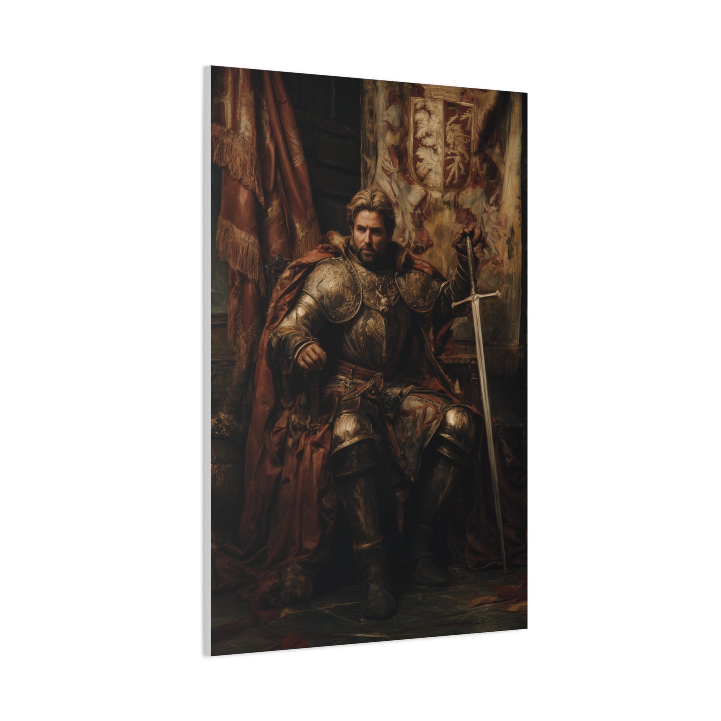 Medieval King on the Royal Throne Wall Art & Canvas Print