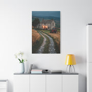 Stone Farmhouse with Red Tractor Landscape Wall Art & Canvas Print