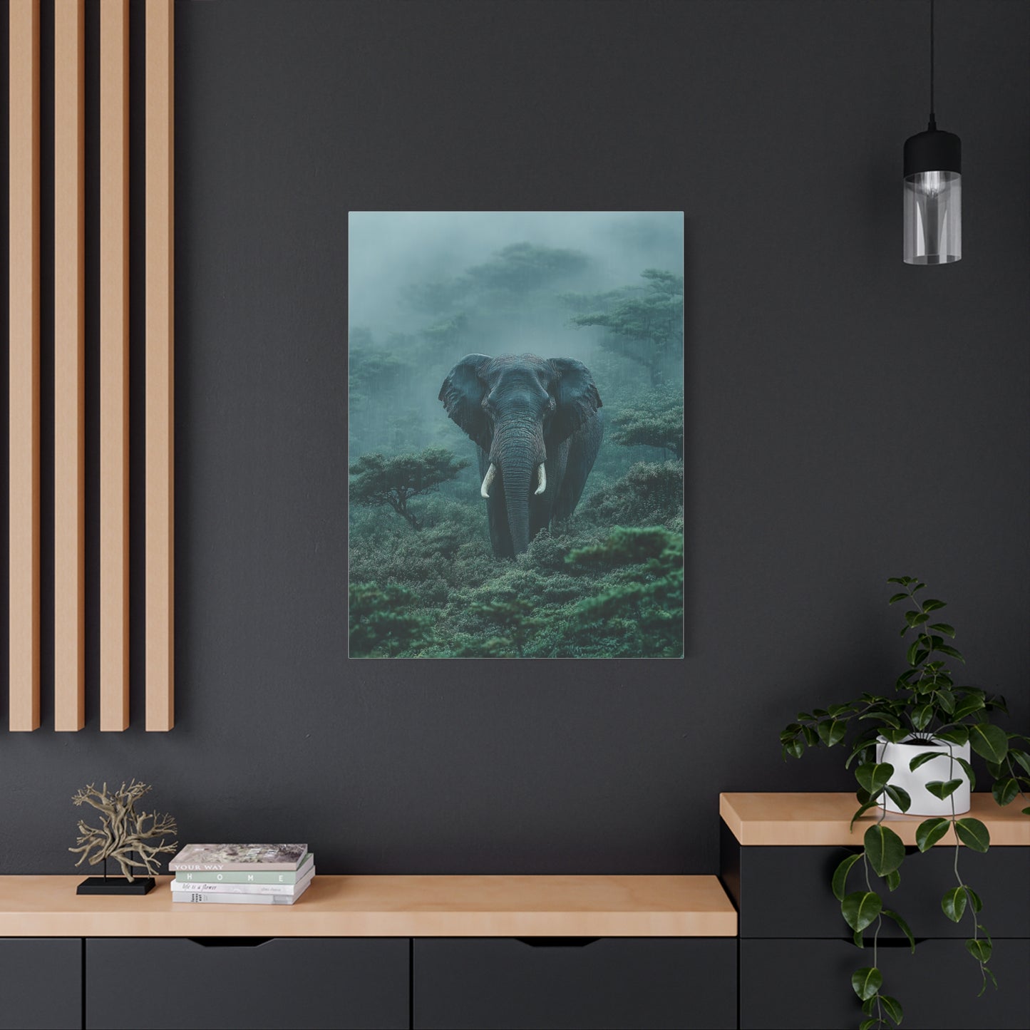 Elephant Rainforest Monsoon Portrait Wall Art & Canvas Print