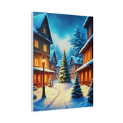 Watercolor Winter Village Christmas Scene Wall Art & Canvas Print