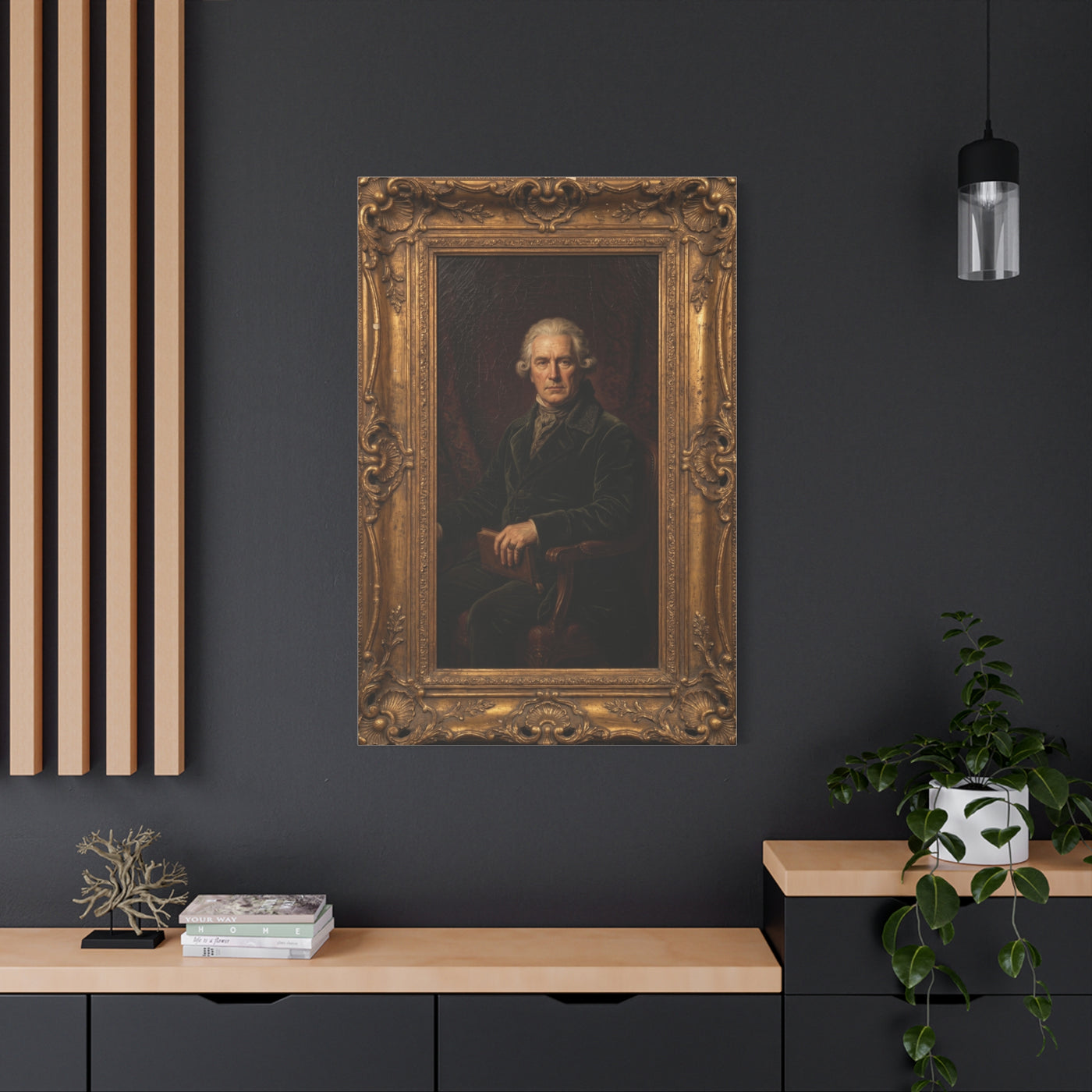 Classical Gentleman Portrait in Ornate Frame Wall Art & Canvas Print