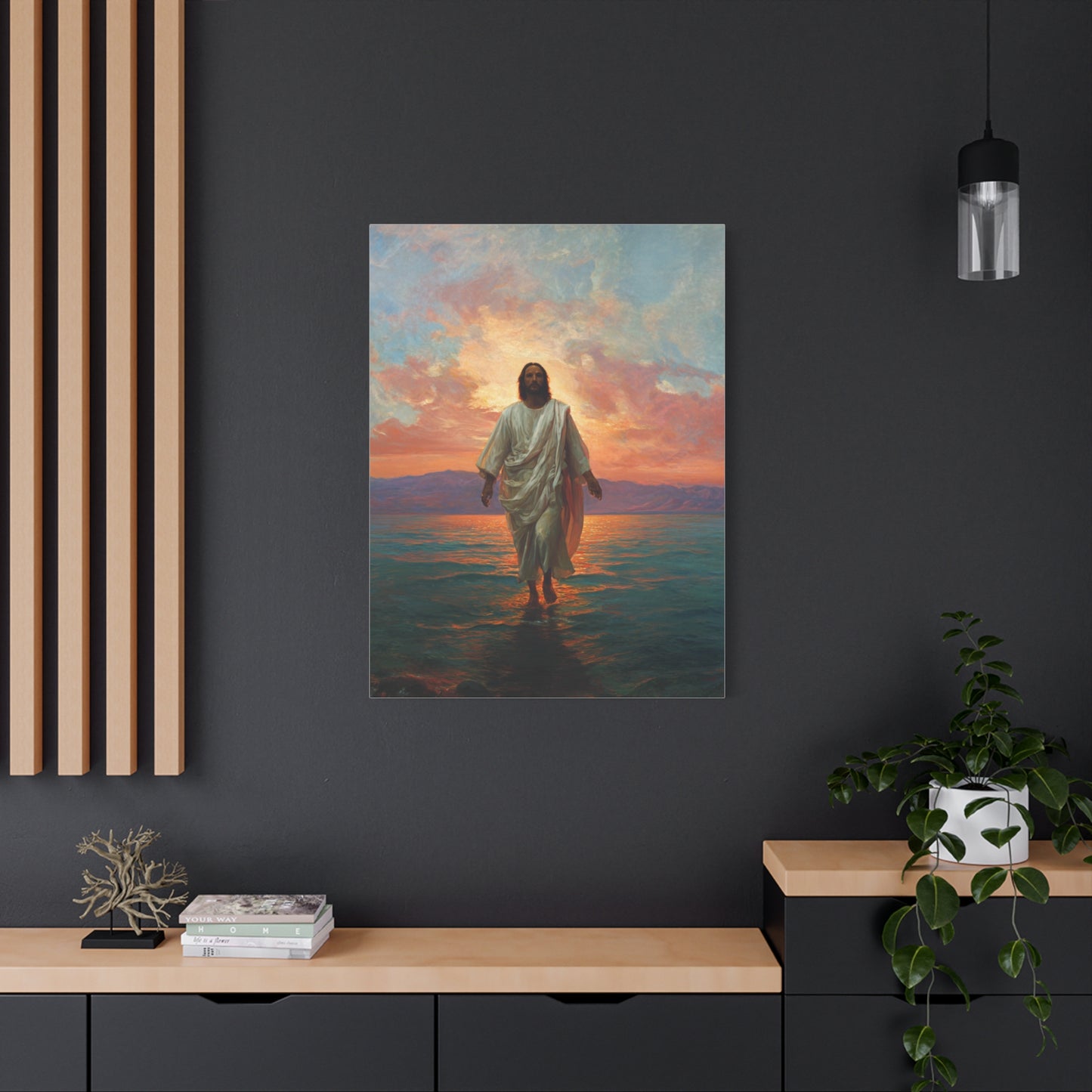 Jesus Walking on the Sea at Sunset Wall Art & Canvas Print