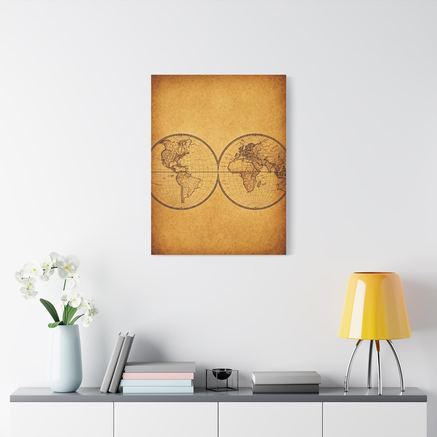 Twin Hemisphere Antique World Map Wall Art & Canvas Prints