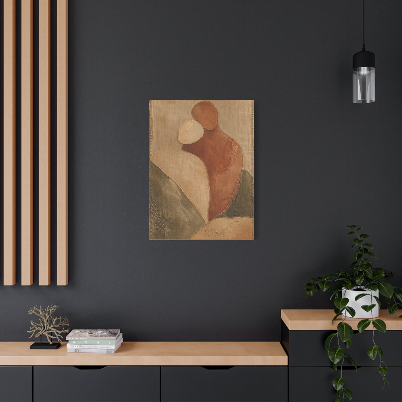 Minimal Abstract Embrace Romance Wall Art & Canvas Print