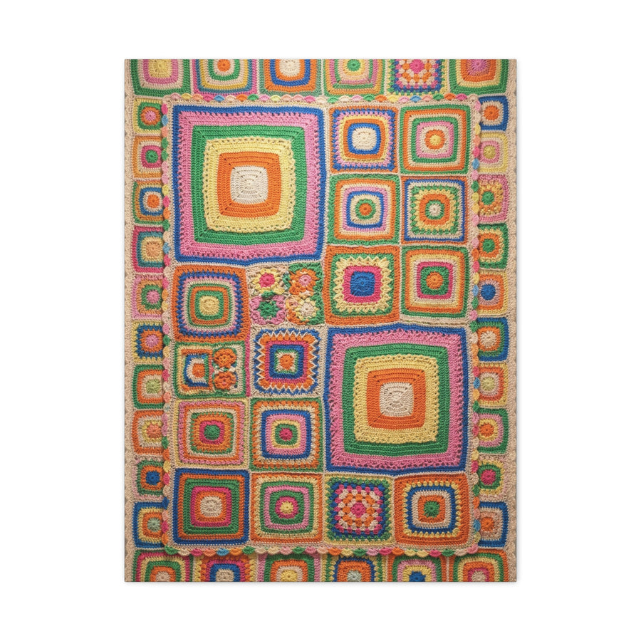 Joyful Granny-Square Patchwork Wall Art & Canvas Print