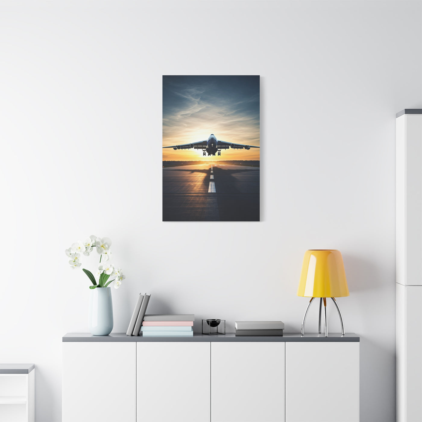 Golden Runway Takeoff Jet Wall Art & Canvas Prints
