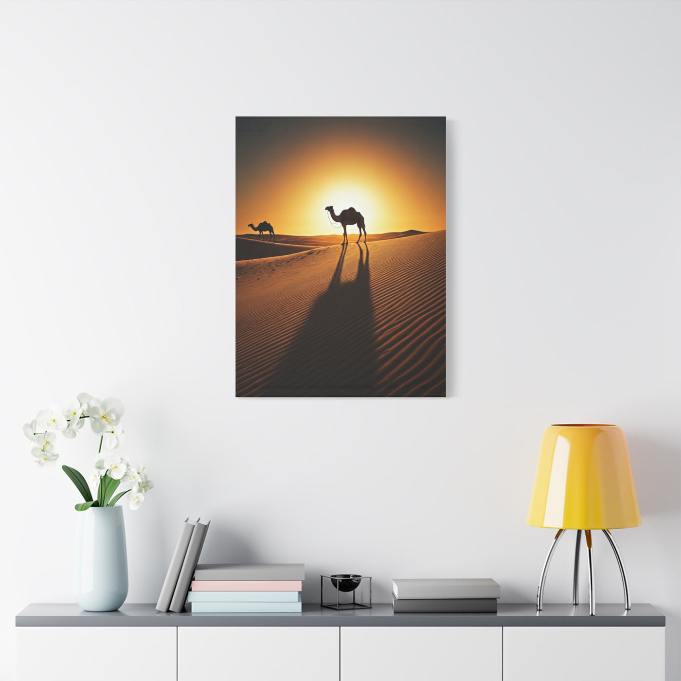 Lone Ostrich in Desert Sunset Wall Art & Canvas Prints