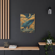 Folk Whale Moonlit Ocean Wall Art & Canvas Print