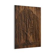 Carved Willow Tree Wooden Relief Trees Wall Art & Canvas Print
